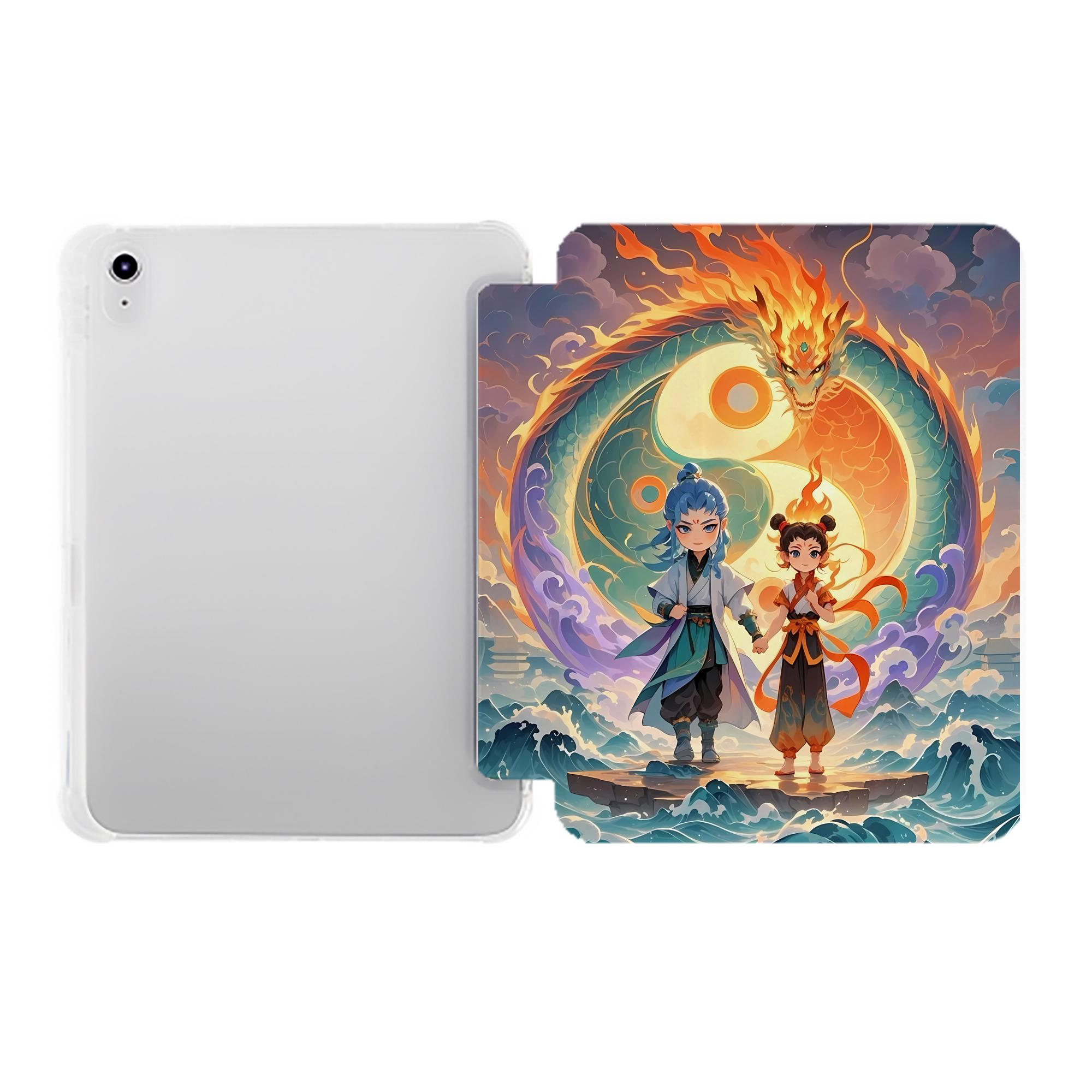 （画像用） Ne Zha 2 ナタ 魔童の大暴れ IPad ケース ペン収納付き 三つ折りスタンド PUレザー×シリコン 対応機種9.5/10.5/10.9インチ